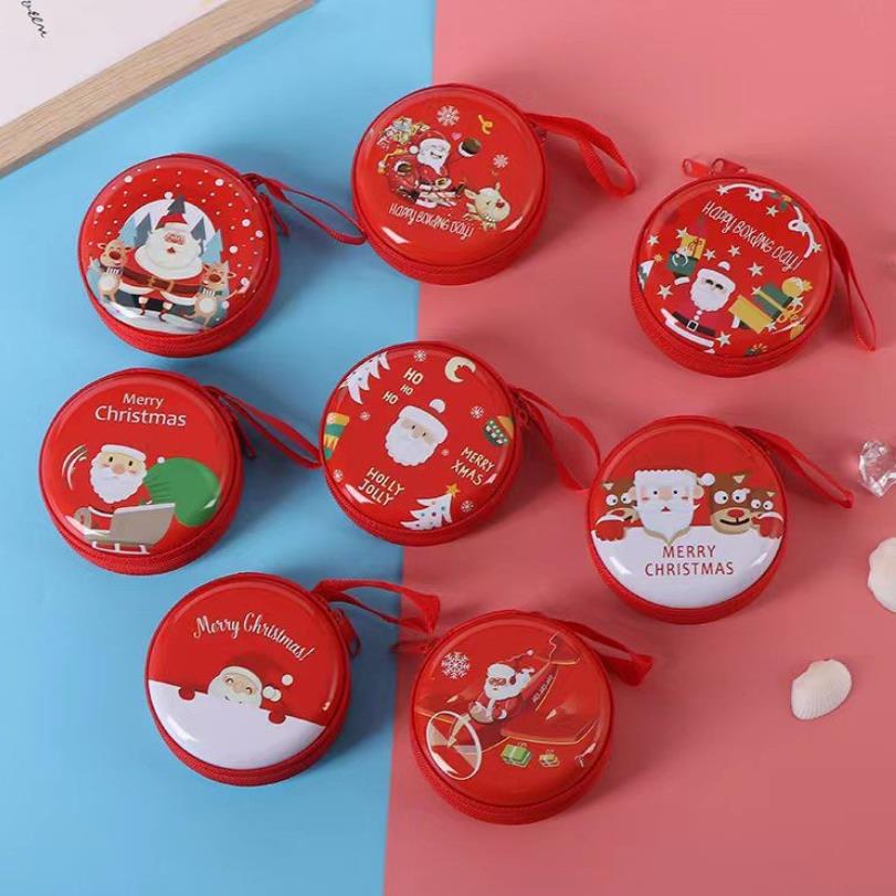Coin Purse Mini Tins Money Wallet Change Pocket With Zipper Gift Box Jewelry Pouch Candy Box Christmas Tree Hanging Ornaments
