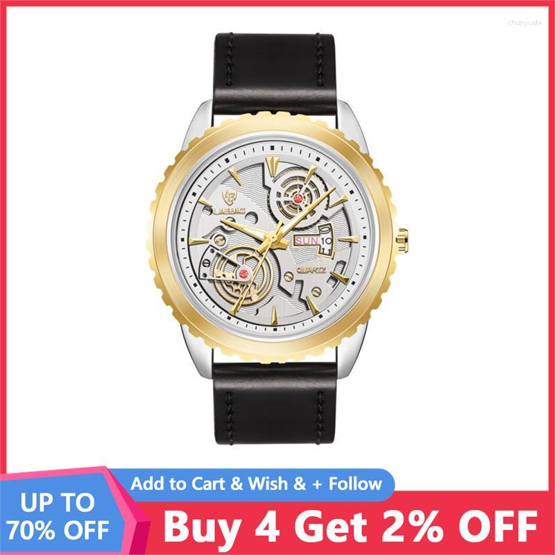 Wristwatches Fashion Genuine Leather Strap Watches Mens Casual Date Week Waterproof Quartz Wristwatch Clock Male Reloj Hombre L1033, Style 3
Wristwatches Fashion Genuine Leather Strap Watches Mens Casual Date Week Waterproof Quartz Wristwatch Clock Male Reloj Hombre L1033, Style 3