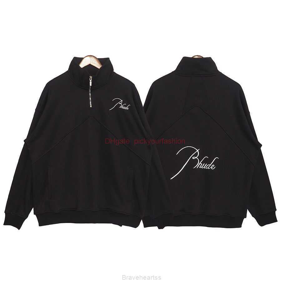 Designer Clothing Mens Sweatshirts Hoodies Trendy Rhude Half Zip Stitch Embroidery Solid Stand Neck Mens Womens Loose Sweater Fashion Streetwear Pullover jacket J, Shipping fee
Designer Clothing Mens Sweatshirts Hoodies Trendy Rhude Half Zip Stitch Embroidery Solid Stand Neck Mens Womens Loose Sweater Fashion Streetwear Pullover jacket J, Shipping fee