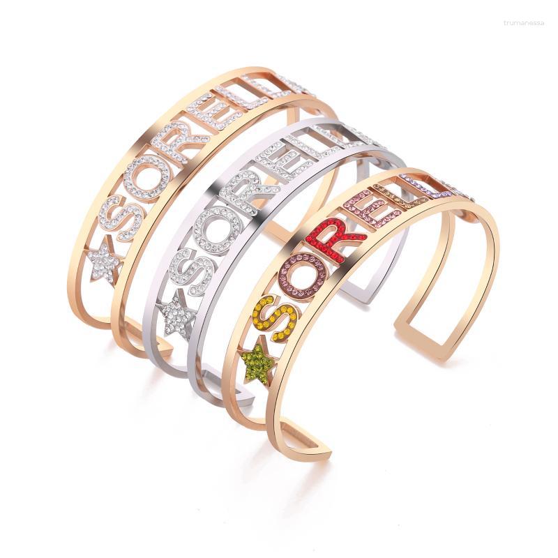 Bangle Stainless Steel SORELLA Letter Bracelet Cuff Women Hollow Colorful Crystal For Sister 2023 Jewelry Family Gift Raym22
Bangle Stainless Steel SORELLA Letter Bracelet Cuff Women Hollow Colorful Crystal For Sister 2023 Jewelry Family Gift Raym22