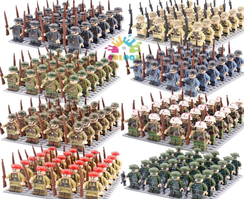 

COLOQI Toys WW2 Mini Military Figures Building Blocks Set Soldiers Guns Weapons Army Bricks Kids Educational For Boys X012799820337297489