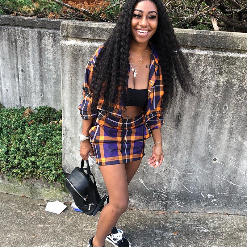 Work Dresses Casual Streetwear Plaid Print Dress Sets Womens Two Piece Turn-down Collar Single Breasted Top And Mini Skirt Outfits, Multi
Work Dresses Casual Streetwear Plaid Print Dress Sets Womens Two Piece Turn-down Collar Single Breasted Top And Mini Skirt Outfits, Multi