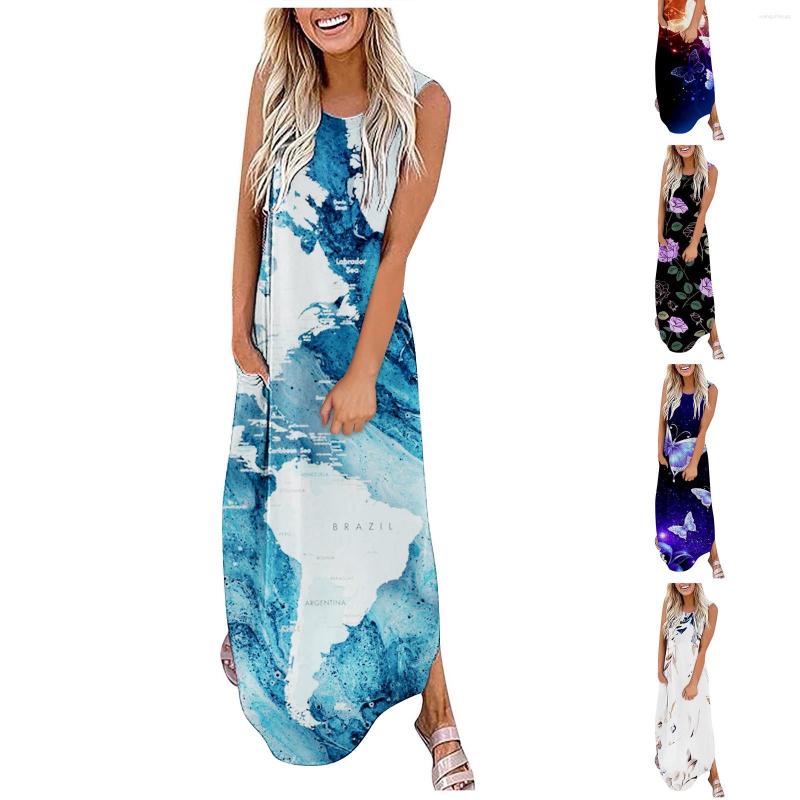Casual Dresses Women' Loose Summer Long Dress Sleeveless Flower Print With Pockets Women Party Vestidos, Black
Casual Dresses Women' Loose Summer Long Dress Sleeveless Flower Print With Pockets Women Party Vestidos, Black