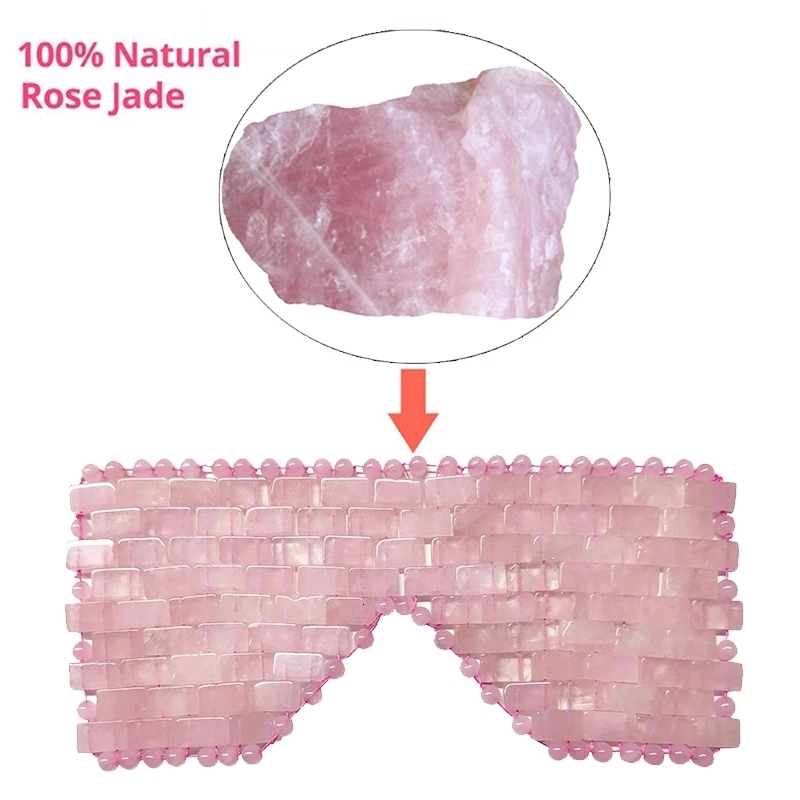 Sleep Masks Rose Quartz Cooling Eye Mask Natural Jade Eye Mask Cold Therapy Eye Massager Amethyst Sleeping Masks Stone Massage Relaxation 230620