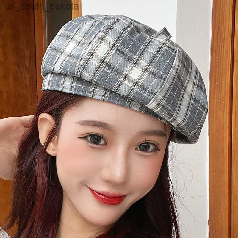 2023 New Women Cotton Berets Fashion Vintage French Plaid Top Artist Painter Hat Spring Autumn Street Girls Octagonal Caps L230523, Khaki
2023 New Women Cotton Berets Fashion Vintage French Plaid Top Artist Painter Hat Spring Autumn Street Girls Octagonal Caps L230523, Khaki