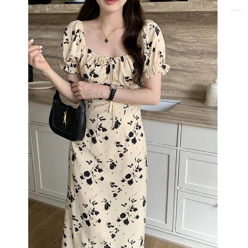 Party Dresses Korean Chic Summer French Vintage Square Collar Pleated Lace-up Dress Women Floral Print Slim Waist Short Puff Sleeve Vestidos, Photo color
Party Dresses Korean Chic Summer French Vintage Square Collar Pleated Lace-up Dress Women Floral Print Slim Waist Short Puff Sleeve Vestidos, Photo color