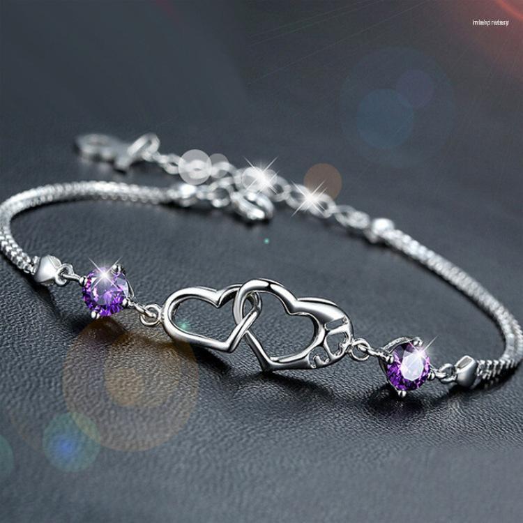 Link Bracelets Women Silver Color Lucky Bracelet For Female Blue Crystal Heart Charm Bridal Wedding Engagement Fine Jewelry Gift
Link Bracelets Women Silver Color Lucky Bracelet For Female Blue Crystal Heart Charm Bridal Wedding Engagement Fine Jewelry Gift