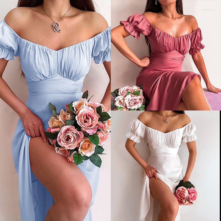 Casual Dresses 2023 Summer Women' Dress High-end Elegant Solid Color With Split Bottom Bubble Sleeve Party, Blue
Casual Dresses 2023 Summer Women' Dress High-end Elegant Solid Color With Split Bottom Bubble Sleeve Party, Blue
