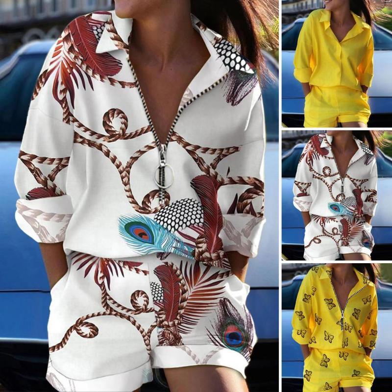 Women' Tracksuits Fashion Women Shirt Shorts Suit Breathable Long Sleeves Above Knee Female Daily Wear, Yellow
Women' Tracksuits Fashion Women Shirt Shorts Suit Breathable Long Sleeves Above Knee Female Daily Wear, Yellow