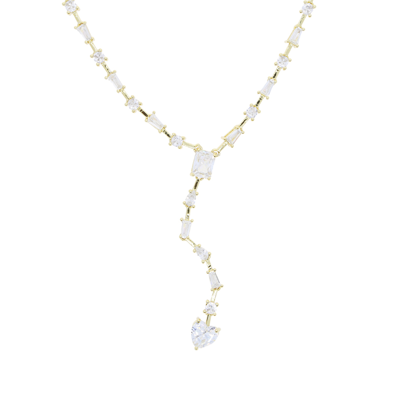 Iced Out Bg Micro Pave CZ Geometric Lariat Necklace for Women