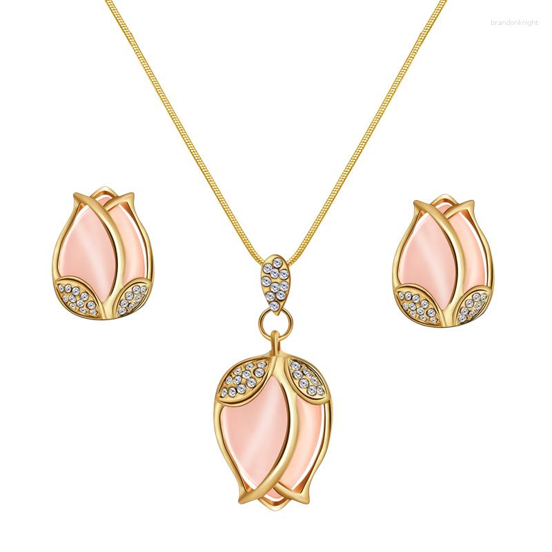 Necklace Earrings Set SHUANGR Bridal Parure Bijoux Femme Pink Natural Stone Tulip Flowers Jewelry Wedding 2023, Picture shown
Necklace Earrings Set SHUANGR Bridal Parure Bijoux Femme Pink Natural Stone Tulip Flowers Jewelry Wedding 2023, Picture shown