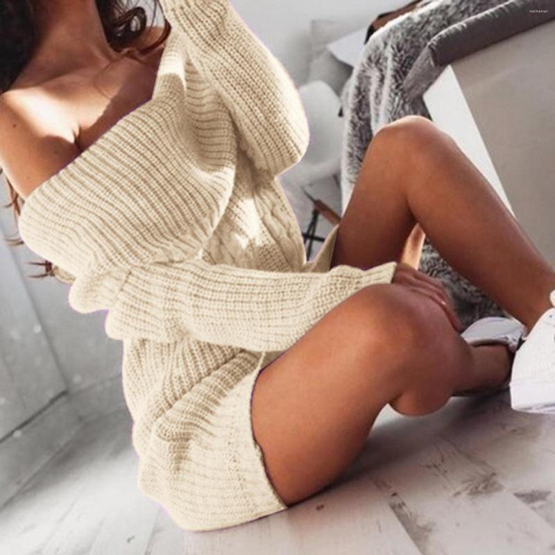 Casual Dresses Autumn Winter Sweater Dress Womens Off Shoulder Long Sleeve Knitted Mini Loose Elegant Thick Warm Vestidos
Casual Dresses Autumn Winter Sweater Dress Womens Off Shoulder Long Sleeve Knitted Mini Loose Elegant Thick Warm Vestidos