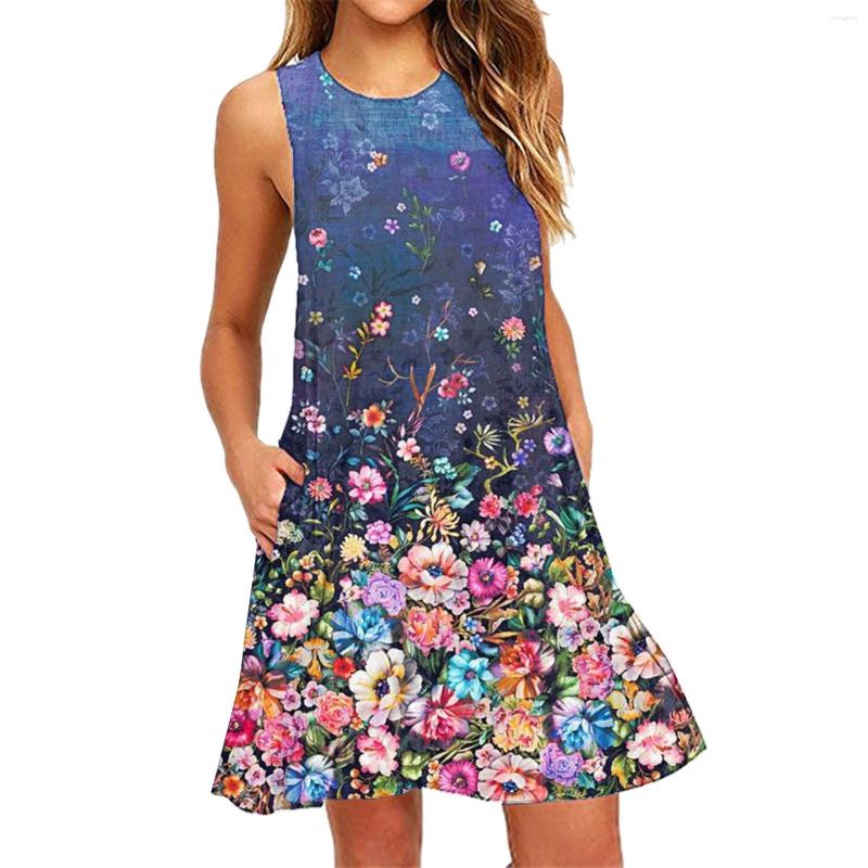 Casual Dresses Ladies Summer Beachwear Round Neck Sleeveless Flower Printed With Pockets Tank Sundresses, Yellow
Casual Dresses Ladies Summer Beachwear Round Neck Sleeveless Flower Printed With Pockets Tank Sundresses, Yellow