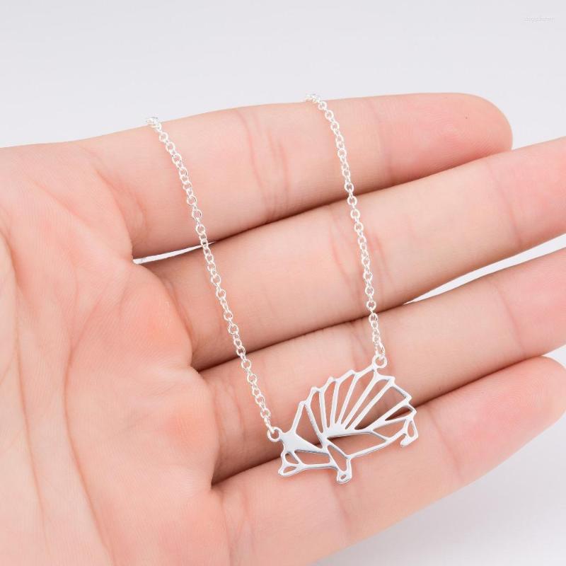 Pendant Necklaces Origami Hedgehog Geometric Animal Necklace Women Choker Collares