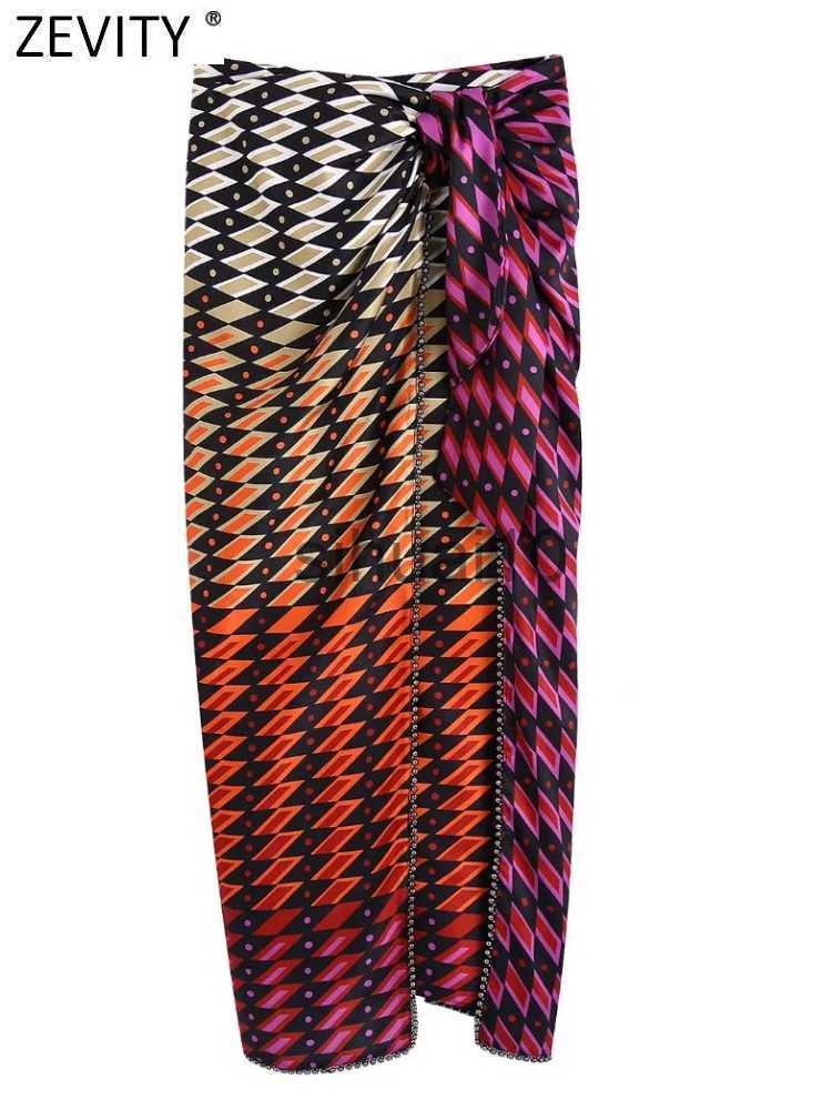 Skirts Zevity Women Vintage Color Match Geometric Print Knotted Sarong Midi Skirt Faldas Mujer Ladies Chic Side Zipper Vestidos QUN964 J230621, As pic qun964bb
Skirts Zevity Women Vintage Color Match Geometric Print Knotted Sarong Midi Skirt Faldas Mujer Ladies Chic Side Zipper Vestidos QUN964 J230621, As pic qun964bb
