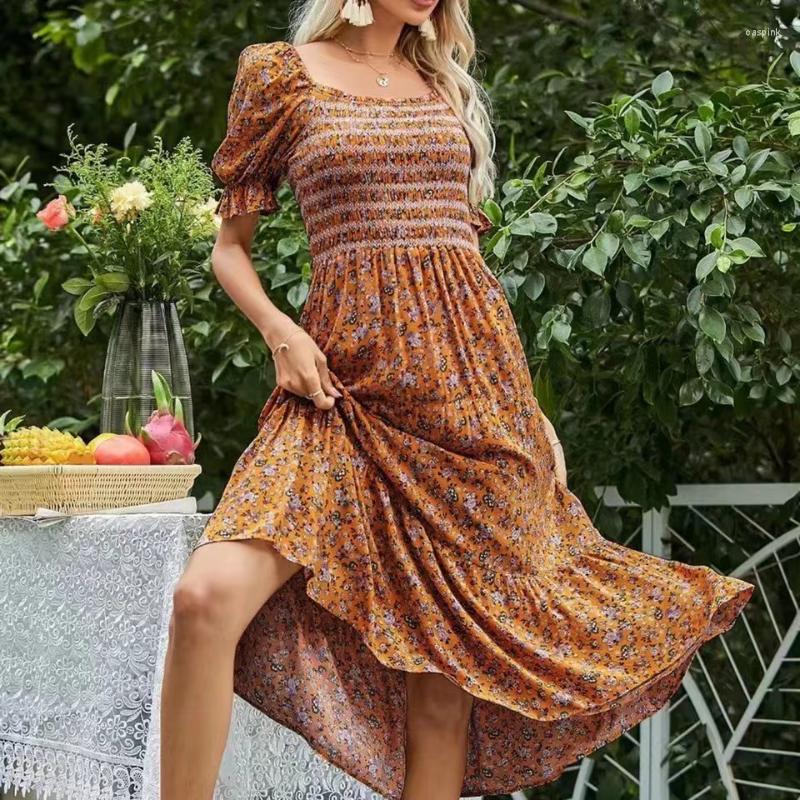 Party Dresses Boho Women Floral Print Summer 2023 Square Collar Short Sleeve Long Dress Vestidos Pleated Beachwear Casual Robes, Orange
Party Dresses Boho Women Floral Print Summer 2023 Square Collar Short Sleeve Long Dress Vestidos Pleated Beachwear Casual Robes, Orange