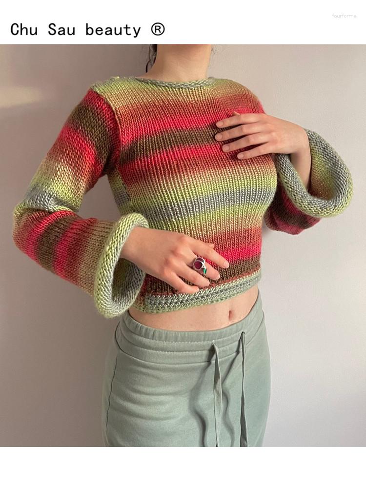 Women's Sweaters 2023 Autumn Winter Vintage Casual Knitted Pullover Y2k Striped O-Neck Loose Rainbow Short Sweater Women Crop Top, Picture 1
Women's Sweaters 2023 Autumn Winter Vintage Casual Knitted Pullover Y2k Striped O-Neck Loose Rainbow Short Sweater Women Crop Top, Picture 1