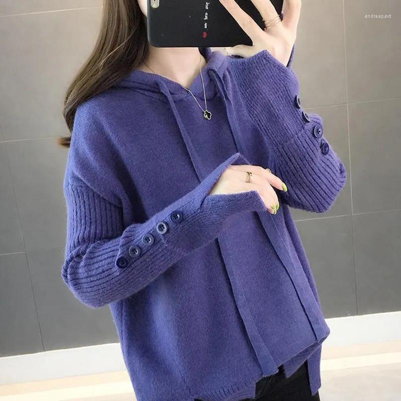 Women's Sweaters Casual Hooded Sweater 2023 Autumn Winter Korean Style Women Loose Long Sleeve Tops Solid Button Knitwear Pullover Female, Violet
Women's Sweaters Casual Hooded Sweater 2023 Autumn Winter Korean Style Women Loose Long Sleeve Tops Solid Button Knitwear Pullover Female, Violet