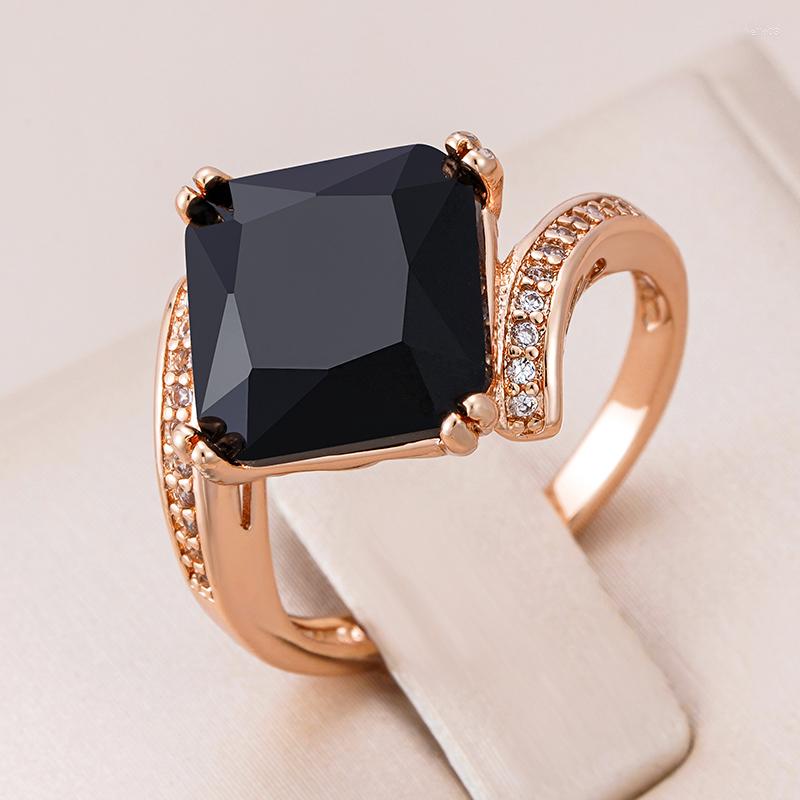 Cluster Rings Kinel Luxury Big Square Black Natural Zircon Ring For Women Fashion 585 Rose Gold Color Vintage Wedding Jewelry Fine Daily
Cluster Rings Kinel Luxury Big Square Black Natural Zircon Ring For Women Fashion 585 Rose Gold Color Vintage Wedding Jewelry Fine Daily
