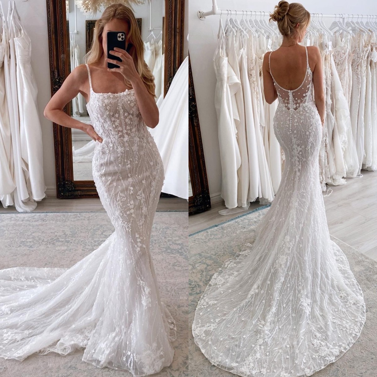 Elegant Mermaid Wedding Dresses Beads Lace Luxury Wedding Dress sweep train Button Back wedding bridal gowns, White
Elegant Mermaid Wedding Dresses Beads Lace Luxury Wedding Dress sweep train Button Back wedding bridal gowns, White