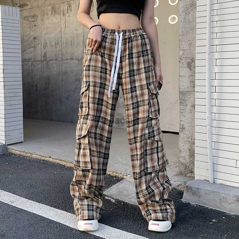 American Style Retro Street Style Y2K Plaid Print Drawcord Wide Leg Laceup Straight Casual Pants For Women in Spring 2023 L230621, Khaki
American Style Retro Street Style Y2K Plaid Print Drawcord Wide Leg Laceup Straight Casual Pants For Women in Spring 2023 L230621, Khaki