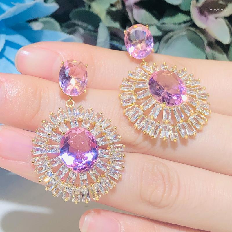 Dangle Earrings Shining Cubic Zirconia Circle For Women Sweet Pink Crystal Eardrop Jewelry Fashion Statement Earings
Dangle Earrings Shining Cubic Zirconia Circle For Women Sweet Pink Crystal Eardrop Jewelry Fashion Statement Earings