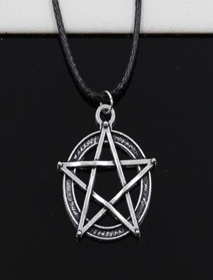 New 20pcslot Tibetan Silver Star Pentagram Necklace Choker Charm Black Leather Cord Necklace DIY6929105
New 20pcslot Tibetan Silver Star Pentagram Necklace Choker Charm Black Leather Cord Necklace DIY6929105
