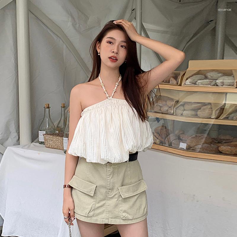 Women's Blouses Clothland Women Elegant Halter White Blouse Sleeveless Backless Short Style Crop Top Chic Summer Tops Blusa Mujer WA168
Women's Blouses Clothland Women Elegant Halter White Blouse Sleeveless Backless Short Style Crop Top Chic Summer Tops Blusa Mujer WA168