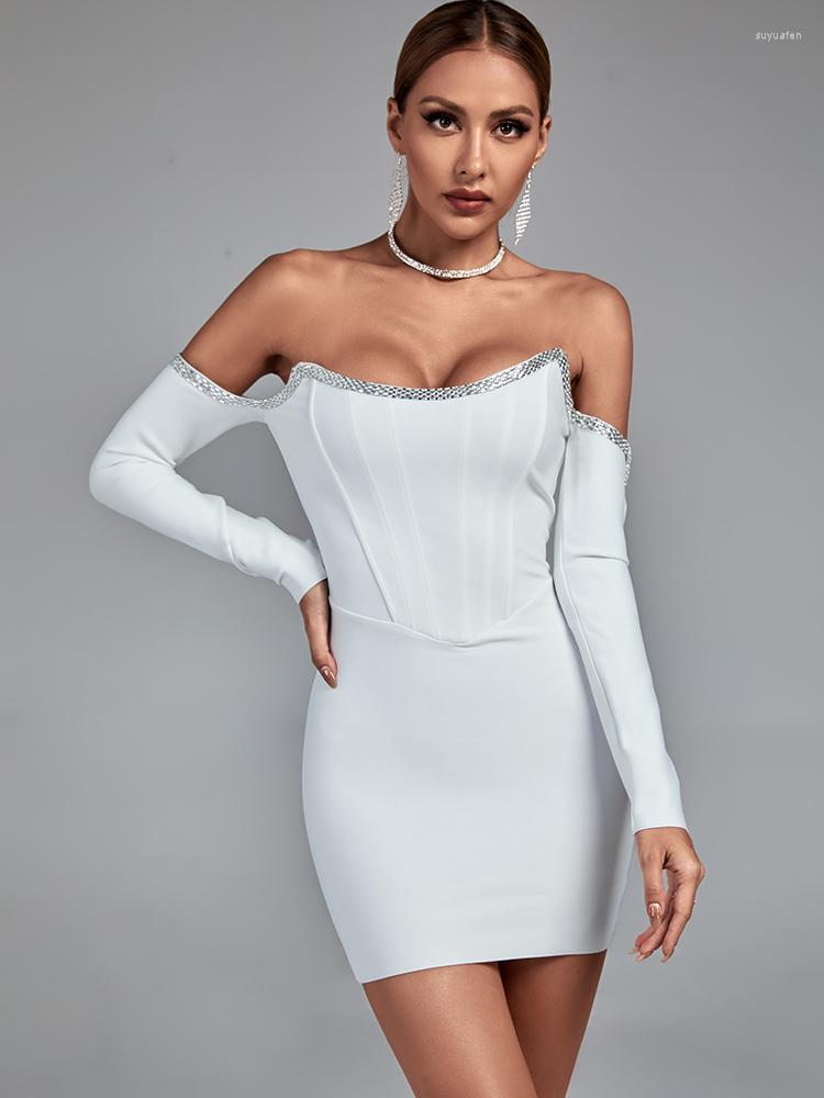 Casual Dresses Long Sleeve Bandage Dress White Bodycon Evening Party Elegant Sexy Off Shoulder Mini Birthday Club Outfits 2023 Autumn
Casual Dresses Long Sleeve Bandage Dress White Bodycon Evening Party Elegant Sexy Off Shoulder Mini Birthday Club Outfits 2023 Autumn