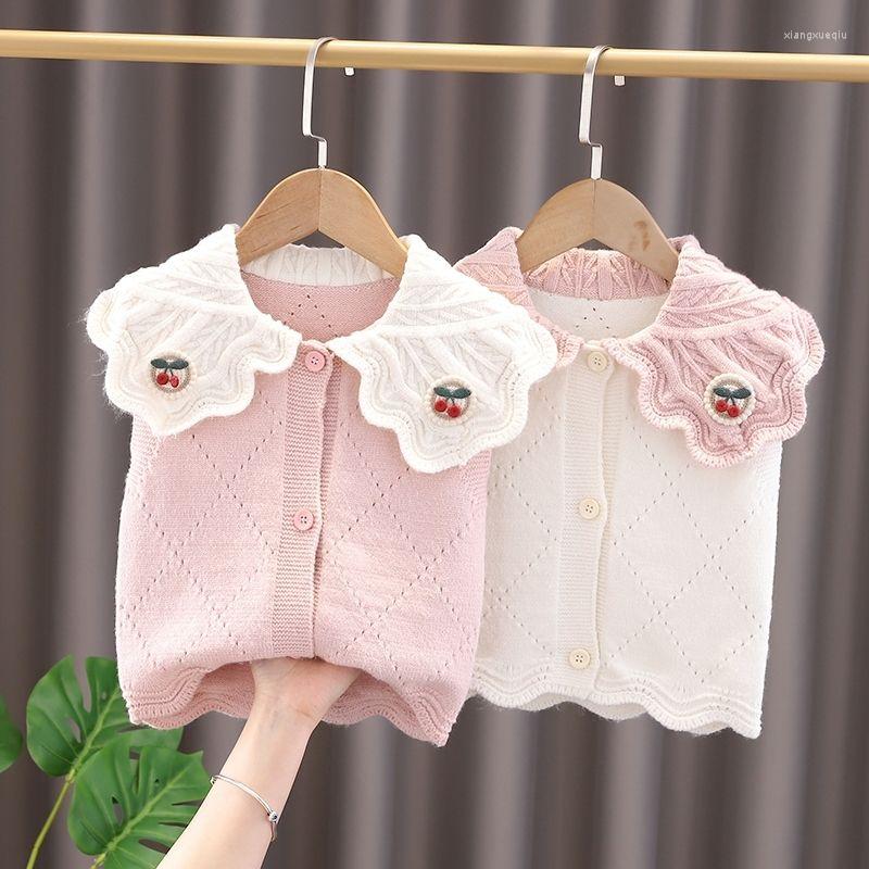Jackets Girls Vest Knitted Sweaters 2023 Fashion Lovely And Sweet Sleeveless Kids Coat Cherry Turn-down Collar All-match Korean, White
Jackets Girls Vest Knitted Sweaters 2023 Fashion Lovely And Sweet Sleeveless Kids Coat Cherry Turn-down Collar All-match Korean, White