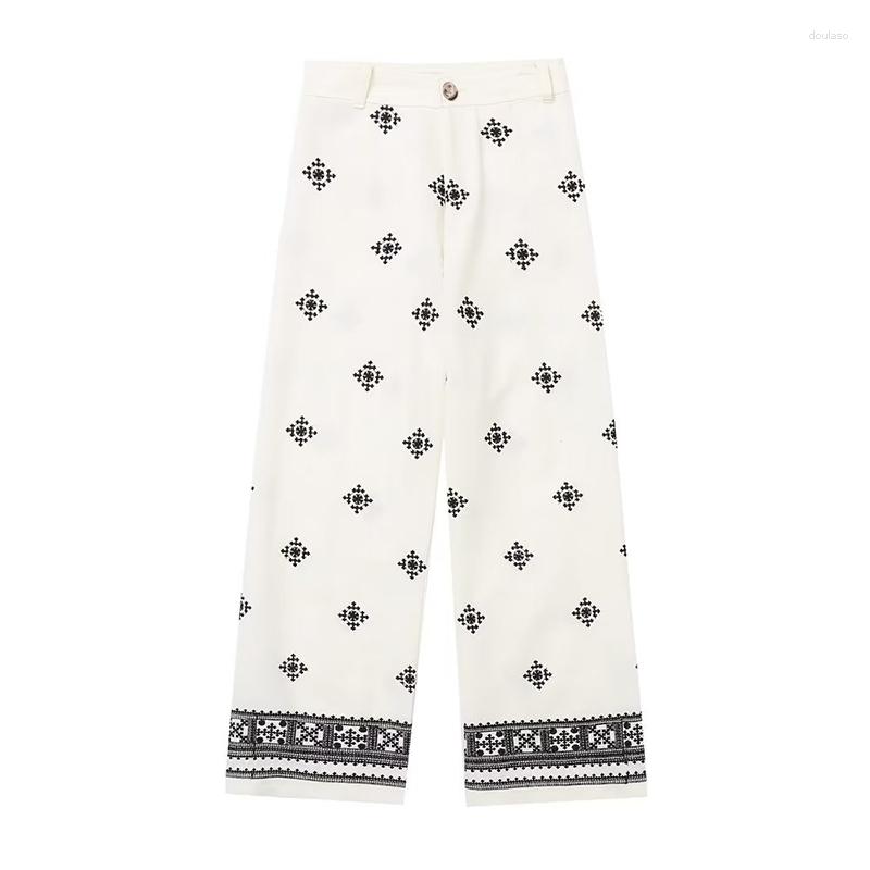 Women's Pants YENKYE 2023 Women Patchwork Embroidery Casual Wide Leg Vintage High Waist Zipper Female Cotton Ankle Length Trousers Mujer, As picture
Women's Pants YENKYE 2023 Women Patchwork Embroidery Casual Wide Leg Vintage High Waist Zipper Female Cotton Ankle Length Trousers Mujer, As picture