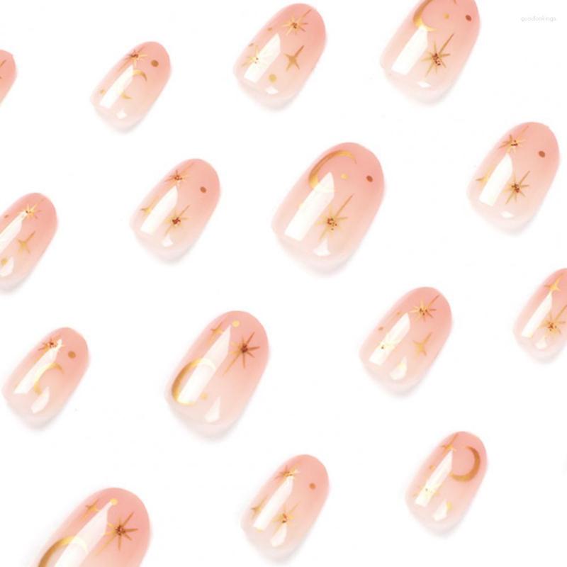 False Nails 24Pcs/Set No Odor Elegant Press On Golden Star Moon DIY Women Girls Artificial, Pink
False Nails 24Pcs/Set No Odor Elegant Press On Golden Star Moon DIY Women Girls Artificial, Pink