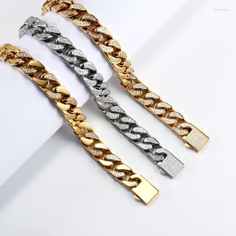 Link Bracelets Chain 12mm Zircon Curb Cuban Bracelet Stainless Steel 3 Colors Miami For Men Women Punk Fashion Jewlery Raym22
Link Bracelets Chain 12mm Zircon Curb Cuban Bracelet Stainless Steel 3 Colors Miami For Men Women Punk Fashion Jewlery Raym22