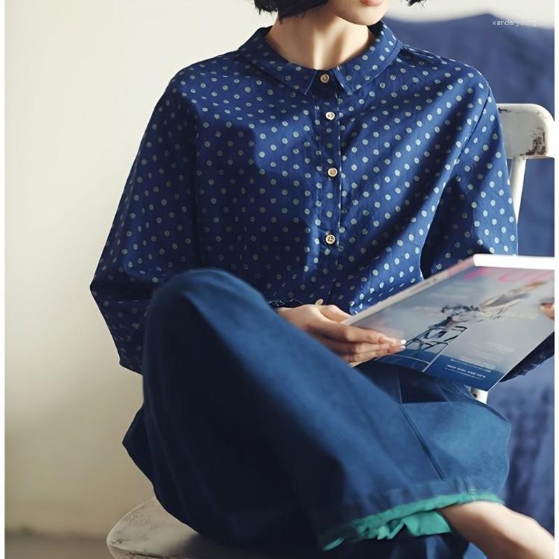 Women's Blouses Arrival Spring Autumn Arts Style Women Long Sleeve Loose Casual Shirts Cotton Polka Dot Turn-down Collar Blouse Tops C943, Blue
Women's Blouses Arrival Spring Autumn Arts Style Women Long Sleeve Loose Casual Shirts Cotton Polka Dot Turn-down Collar Blouse Tops C943, Blue