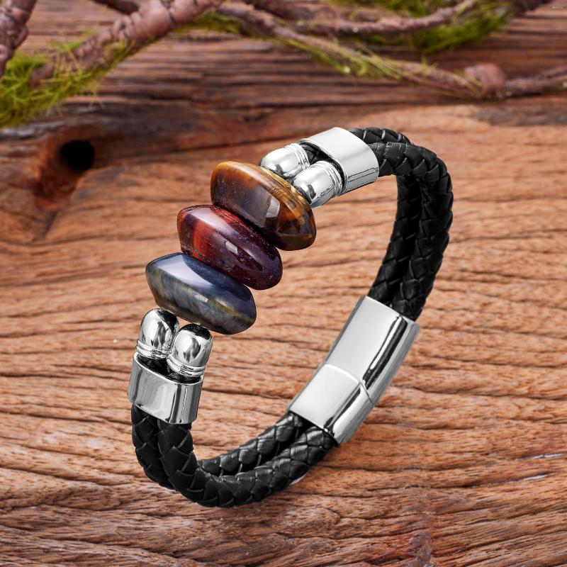Charm Bracelets Multi-layer Genuine Leather Natural Tiger Eye Men's Stone Jewelry Stainless Steel Buckle Bracelet For Man Women
Charm Bracelets Multi-layer Genuine Leather Natural Tiger Eye Men's Stone Jewelry Stainless Steel Buckle Bracelet For Man Women