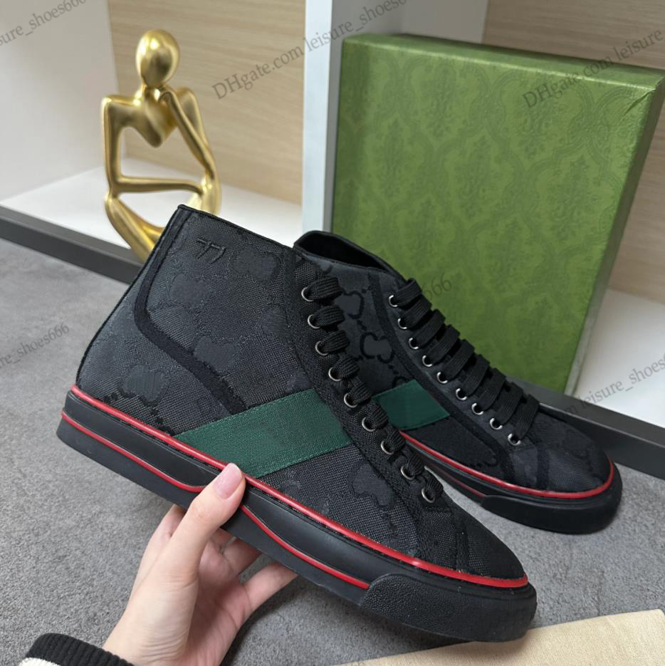 Tennis 1977 Canvas Casual Shoes Luxurys Designers Womens Shoe Italy Green And Red Web Stripe Rubber Sole Stretch Cotton Low Top Mens Sneakers