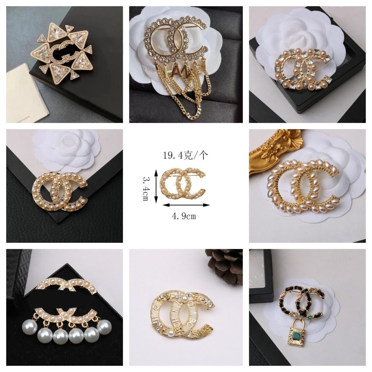 Women Rhinestone Letter Brooches Designer Crystal Pearl Brooch Suit Laple Pin Metal Fashion Jewelry Accessories 20st