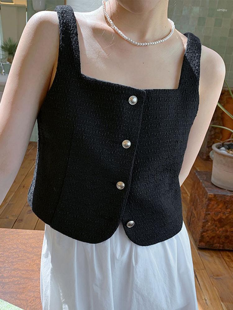 Women's Vests Sweet Women Chic Metal Button Tweed Short Vest Fashion Green Sleeveless Jacket Top 2023 Summer Tide Square Neck Tops Y147, Black
Women's Vests Sweet Women Chic Metal Button Tweed Short Vest Fashion Green Sleeveless Jacket Top 2023 Summer Tide Square Neck Tops Y147, Black
