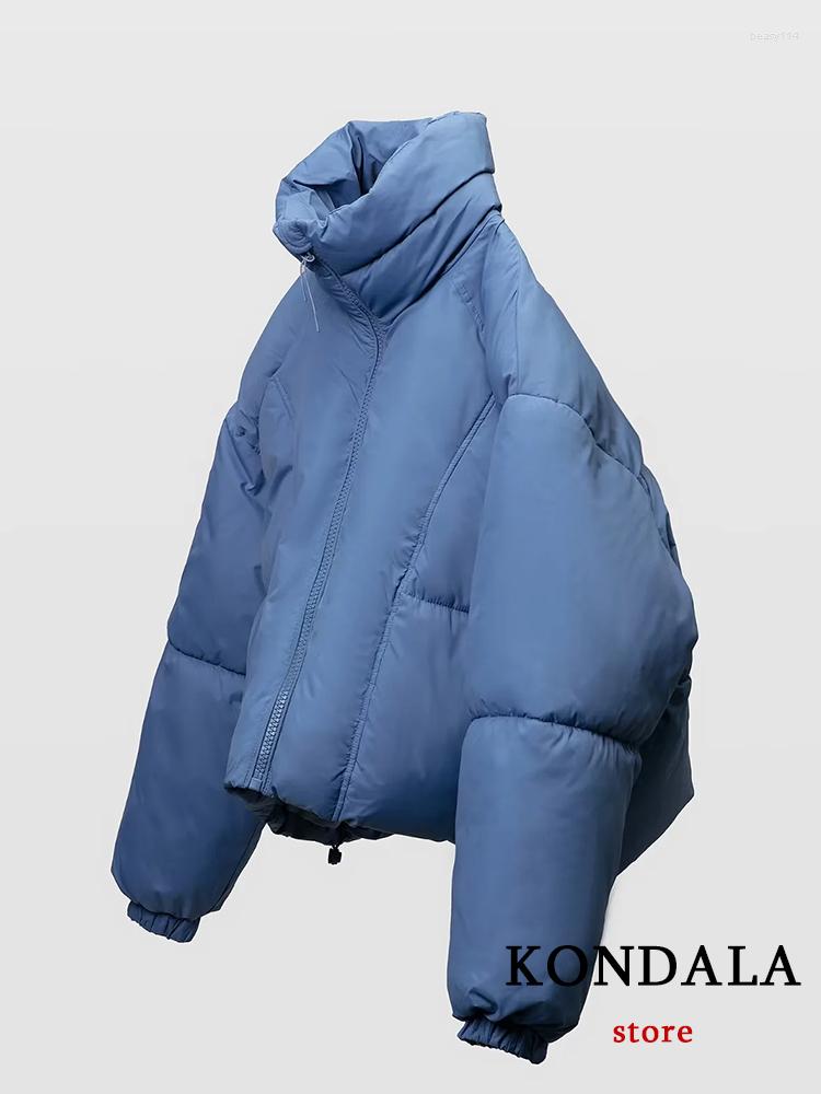 Women's Jackets KONDALA Vintage Navy Blue Oversized Coats Women Long Sleeve Turtleneck Zipper Female Fashion 2023 Autumn Winter, As-picture 
Women's Jackets KONDALA Vintage Navy Blue Oversized Coats Women Long Sleeve Turtleneck Zipper Female Fashion 2023 Autumn Winter, As-picture