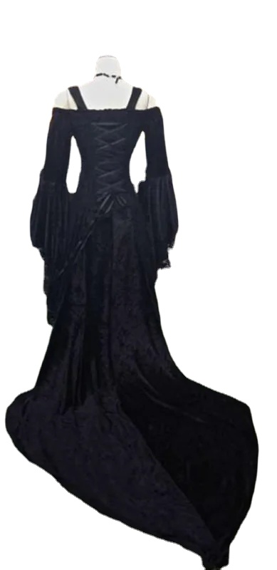Vintage Black Gothic Wedding Dresses A Line Medieval Off the Shoulder Straps Long Sleeves Corset lace-up Bridal Gowns with Court Train, Ivory
Vintage Black Gothic Wedding Dresses A Line Medieval Off the Shoulder Straps Long Sleeves Corset lace-up Bridal Gowns with Court Train, Ivory