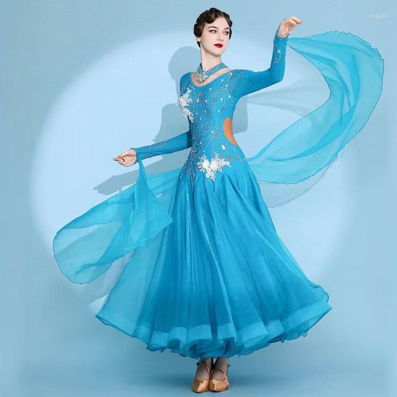 Stage Wear Standard Ballroom Dance Dresses Women High Quality Long Sleeve Waltz Dancing Skirt Lady's Elegant Blue Dress
Stage Wear Standard Ballroom Dance Dresses Women High Quality Long Sleeve Waltz Dancing Skirt Lady's Elegant Blue Dress