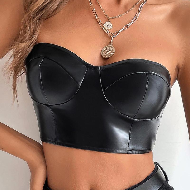 Women's Tanks Faux Leather Strapless Bustier Corset Crop Tops Women Bralette Tank Cami Clubwear Sleeveless Vest Cropped Feminino, Black
Women's Tanks Faux Leather Strapless Bustier Corset Crop Tops Women Bralette Tank Cami Clubwear Sleeveless Vest Cropped Feminino, Black