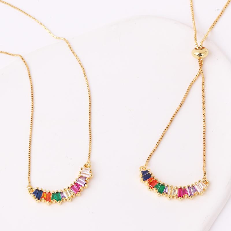 Pendant Necklaces Gold Filled Copper Zircon Rainbow CZ Bending Chain Necklace Charm Colorful Rhinestone Birthday Party Jewelry Gift
Pendant Necklaces Gold Filled Copper Zircon Rainbow CZ Bending Chain Necklace Charm Colorful Rhinestone Birthday Party Jewelry Gift