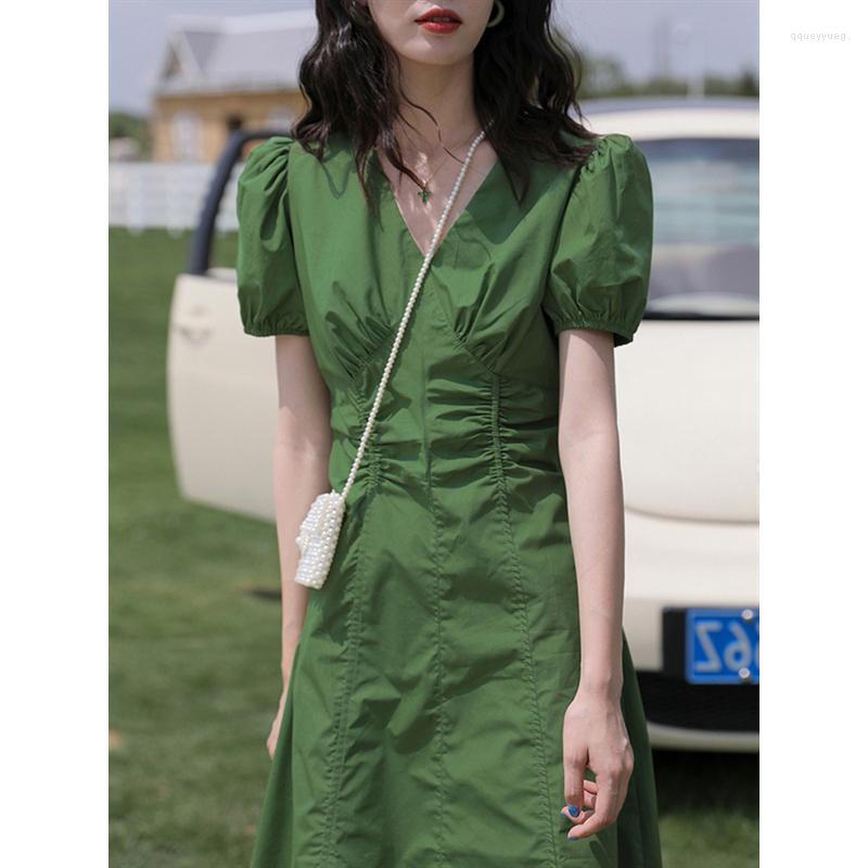 Party Dresses Summer 2023 French Gentle Style V-neck Pleated WWaist Puff Sleeves Short Fresh Green Sweet Simple Casual Dress
Party Dresses Summer 2023 French Gentle Style V-neck Pleated WWaist Puff Sleeves Short Fresh Green Sweet Simple Casual Dress