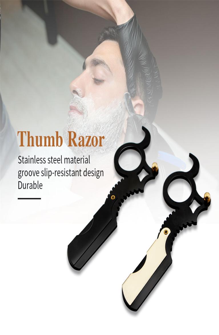 

Stainless Steel Thumb Razor BarbershopFamily Beard Cutting Tool Two Color Options High Quality Men Shaving Knife Hair Removal Too1529791