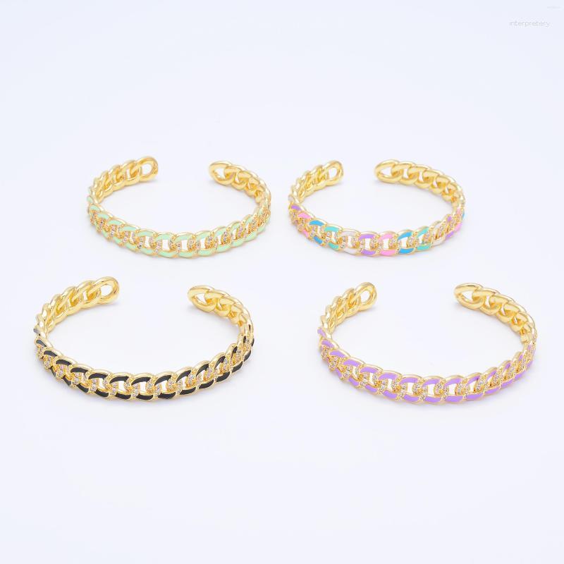 Bangle Chain-Shape Bangles For Women Micro Paved Zircon Colorful Jewelry Accessories Simple Gold-color Brass High Quality Open Bracelet
Bangle Chain-Shape Bangles For Women Micro Paved Zircon Colorful Jewelry Accessories Simple Gold-color Brass High Quality Open Bracelet