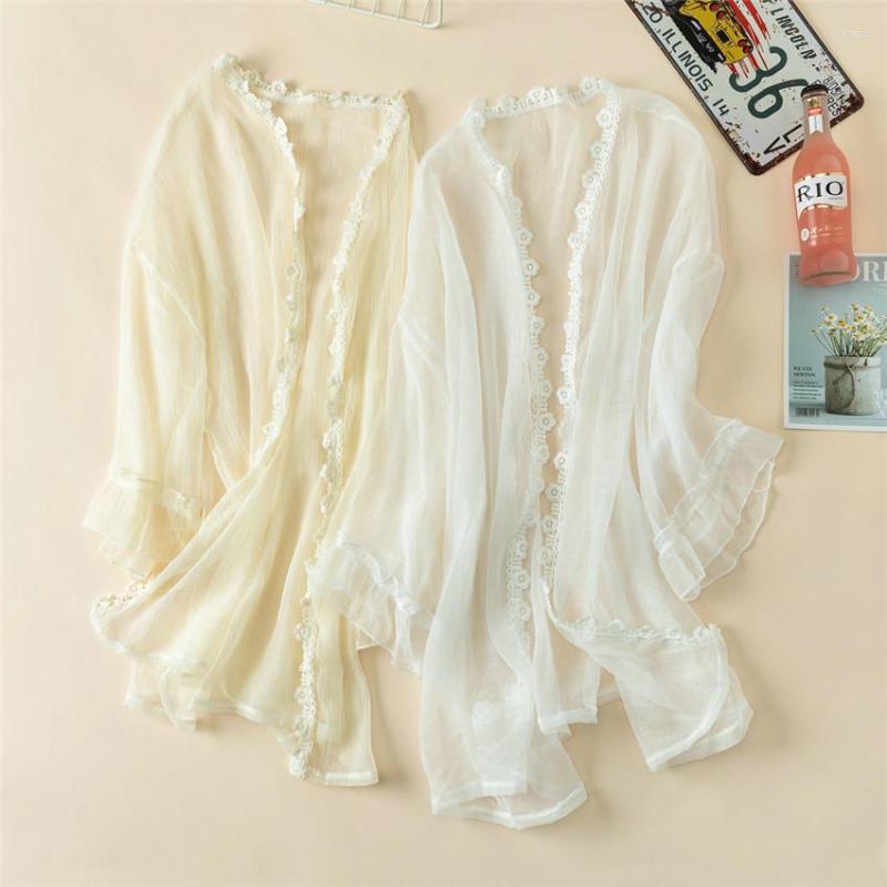 Women's Blouses Gowyimmes Summer Women Thin Chiffon Blouse All-match Girl Midi Long Lace Shirt Sun Protection Clothings Beach Coat Outwear, Black
Women's Blouses Gowyimmes Summer Women Thin Chiffon Blouse All-match Girl Midi Long Lace Shirt Sun Protection Clothings Beach Coat Outwear, Black