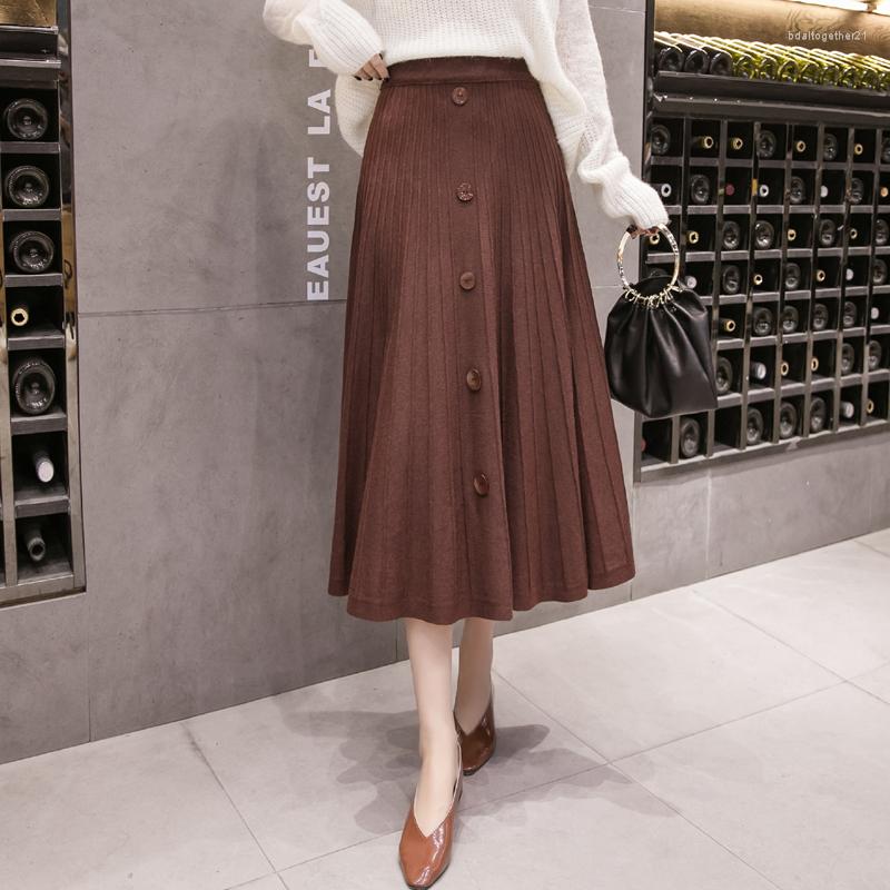 Skirts Brown Knitted Skirt Women Midi Pleated Autumn Winter Korean High Waist Loose Thick Vintage Single Breasted N880, Black
Skirts Brown Knitted Skirt Women Midi Pleated Autumn Winter Korean High Waist Loose Thick Vintage Single Breasted N880, Black