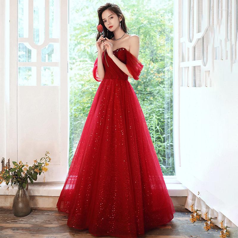 Ethnic Clothing Woman Burgundy Off Shoulder Beading Wedding Dress Fashion Floor-Length A-Line Party Formal Toast
Ethnic Clothing Woman Burgundy Off Shoulder Beading Wedding Dress Fashion Floor-Length A-Line Party Formal Toast