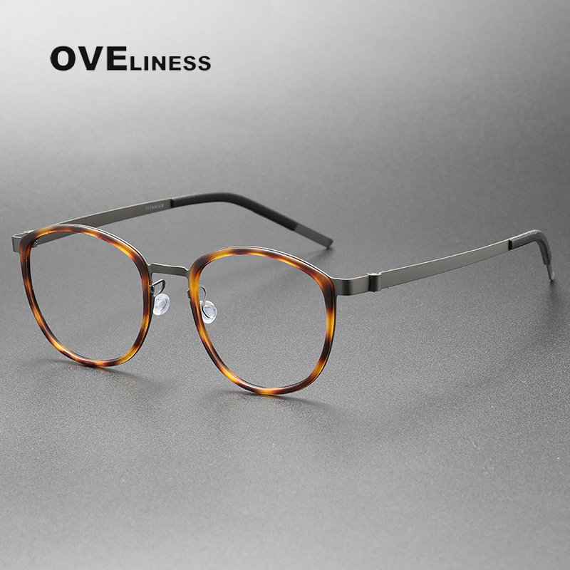 Eyeglass Frame Glasses Frame for Men Women Vintage Round Myopia Optical Eyewear Screwless Prescription Eyeglasses Frame Spectacle 230621
